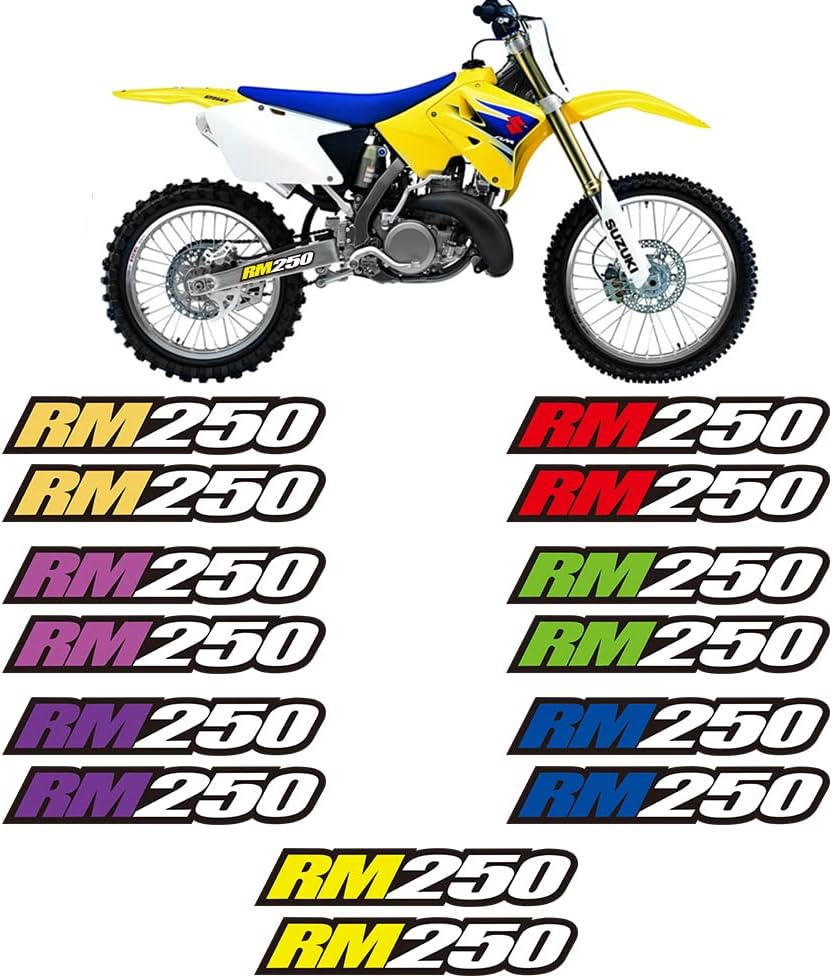 Kit de gráficos de calcomanías para brazo oscilante de motocicleta para Suzuki RM250-1976-2008 (amarillo claro)