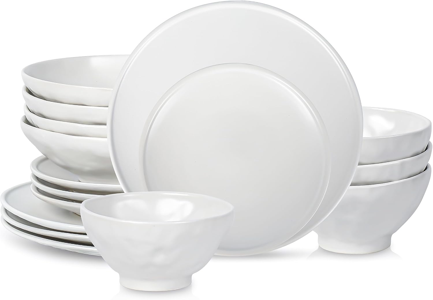 Nendo – Juego de vajilla de cerámica, 16 piezas, servicio para 4, color blanco