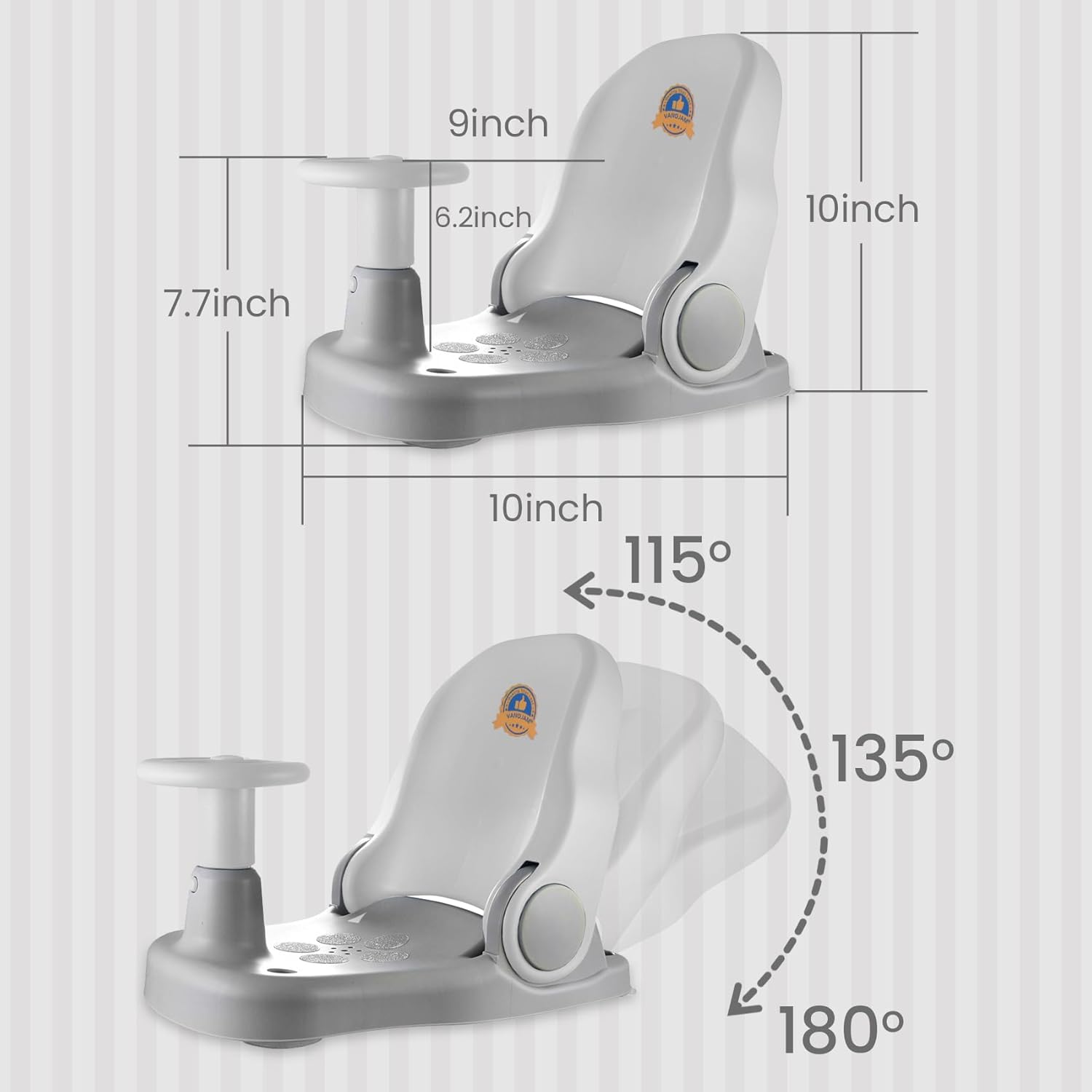 Asiento de baño para bebé con almohadilla de espuma para rodilleras, termómetro y juguete de baño, silla de baño para bebé, silla de ducha para