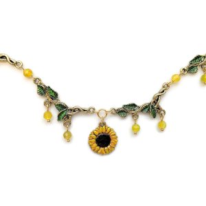 Green Leaf and Sunflower Necklace wAgate Bead Dangle – Hand Painted Sunny, Golden Yellow Flower and Leafy Green Necklace – Nature Colors Jewelry Green Leaf and Sunflower Necklace wAgate Bead Dangle – Hand Painted Sunny, Golden Yellow Flower and Leafy Green Necklace – Nature Colors Jewelry