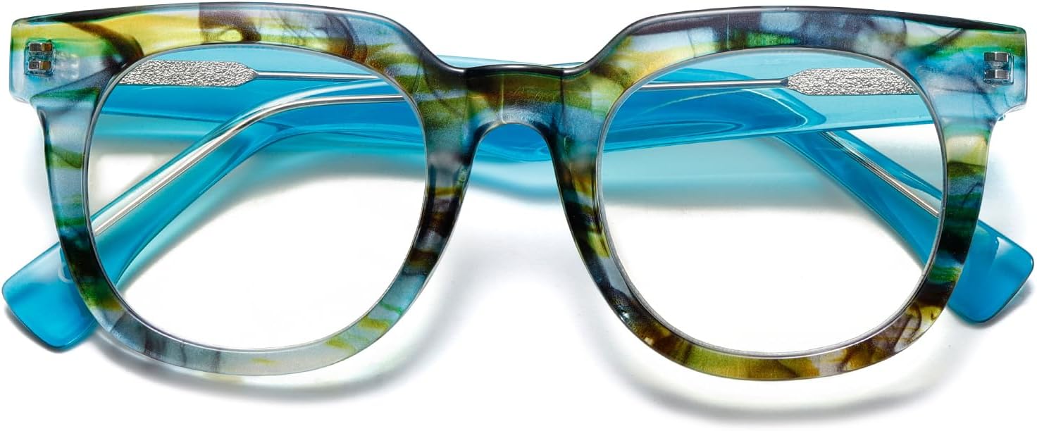 Gafas de lectura de moda con bloqueo de luz azul cuadrada para mujer Showbiz con estilo +2.0 (verde)