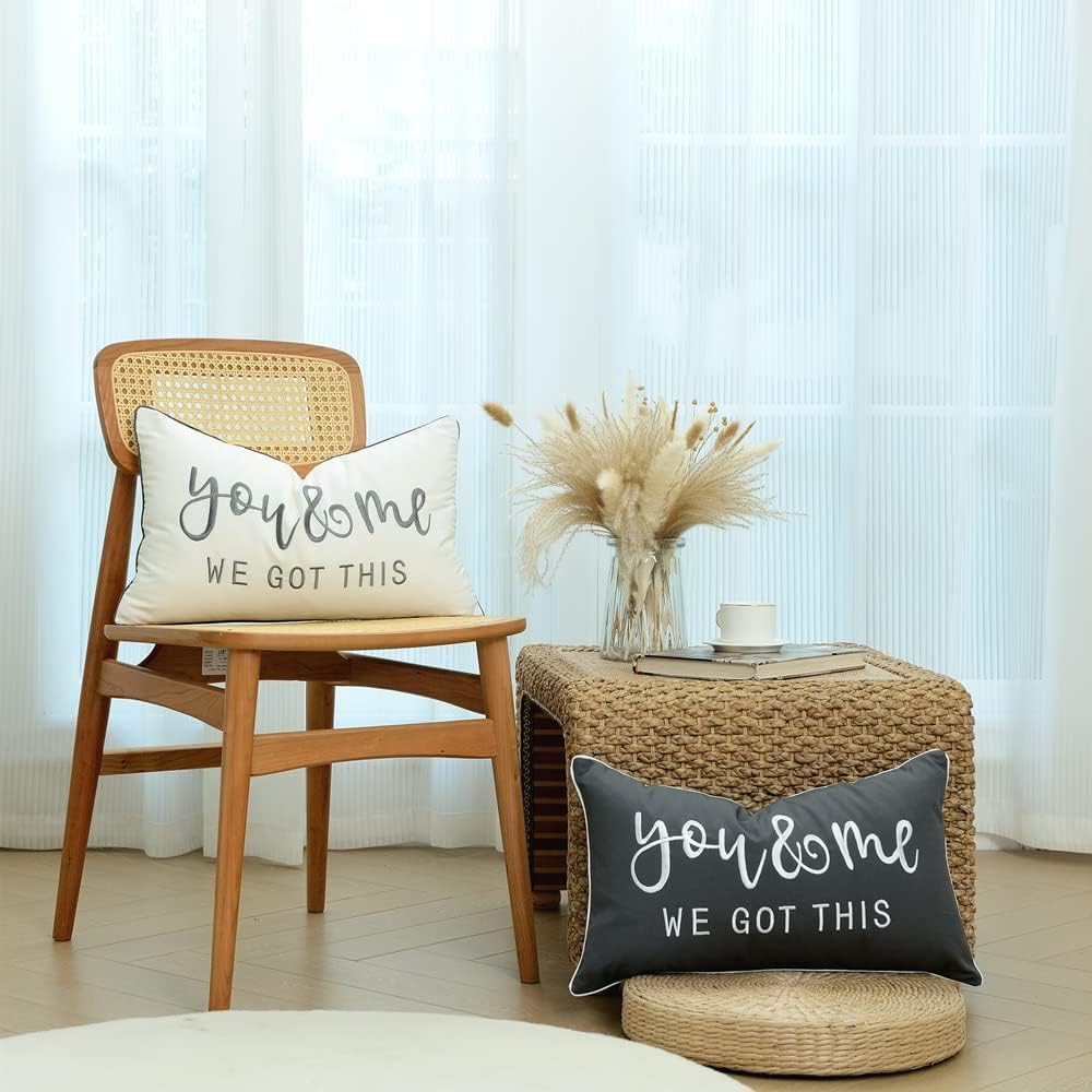 Fundas decorativas de almohada lumbar de 12 x 20 pulgadas con You and Me We Got This Quote, suave y lujosa funda de almohada rectangular para