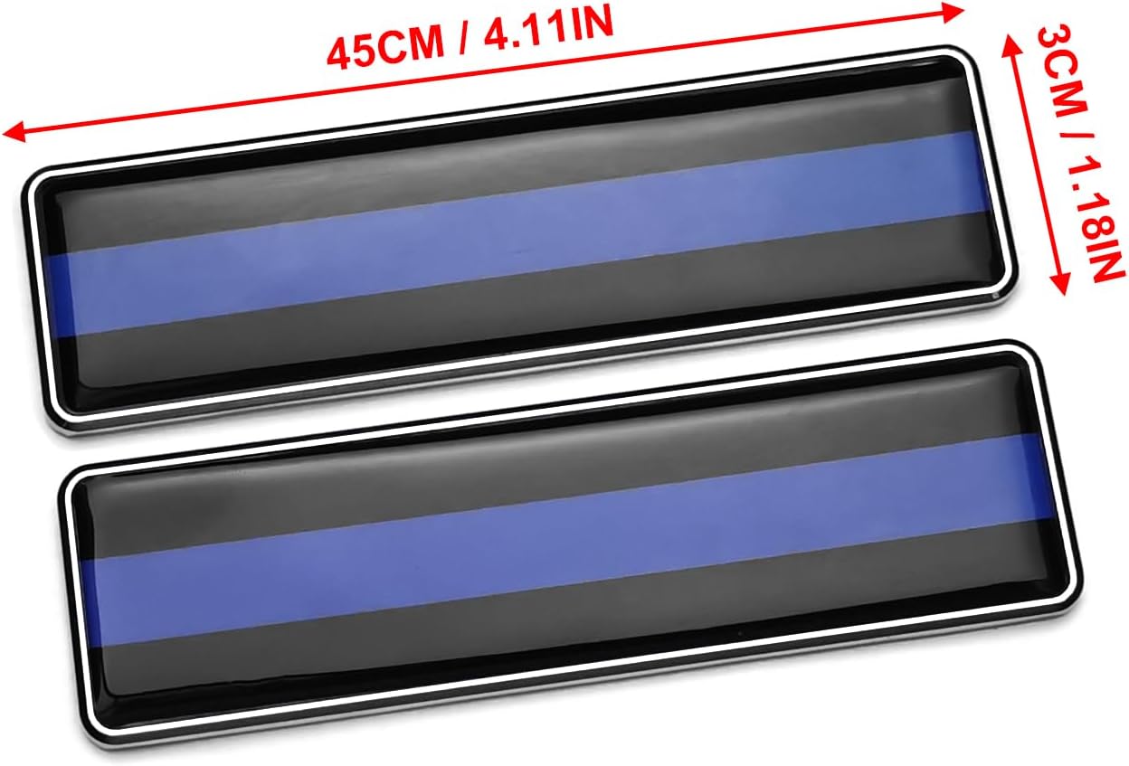 Un par de calcomanías adhesivas de metal 3D de línea azul delgada para automóvil universal para oficina en casa 4.114 * 1.181 in