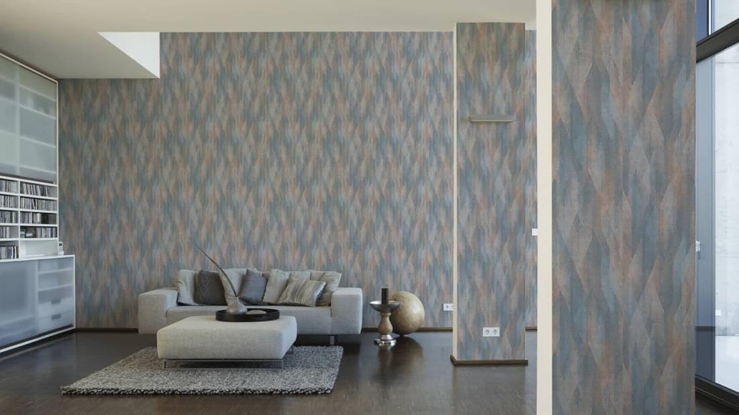 CONCORD WALLCOVERINGS  Papel pintado moderno con textura, pared de vinilo decorativo, beige, azul, crema, naranja, turquesa, 21 pulgadas x 33 pies