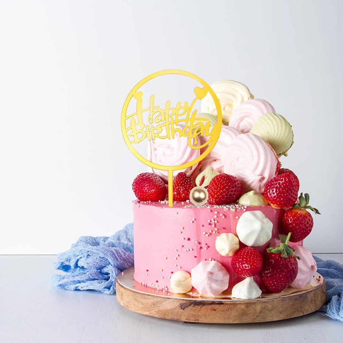 ELANE 6 adornos acrílicos para tartas de cumpleaños para mujeres con 30 adornos de bolas, letrero de feliz cumpleaños para tartas, decoración de