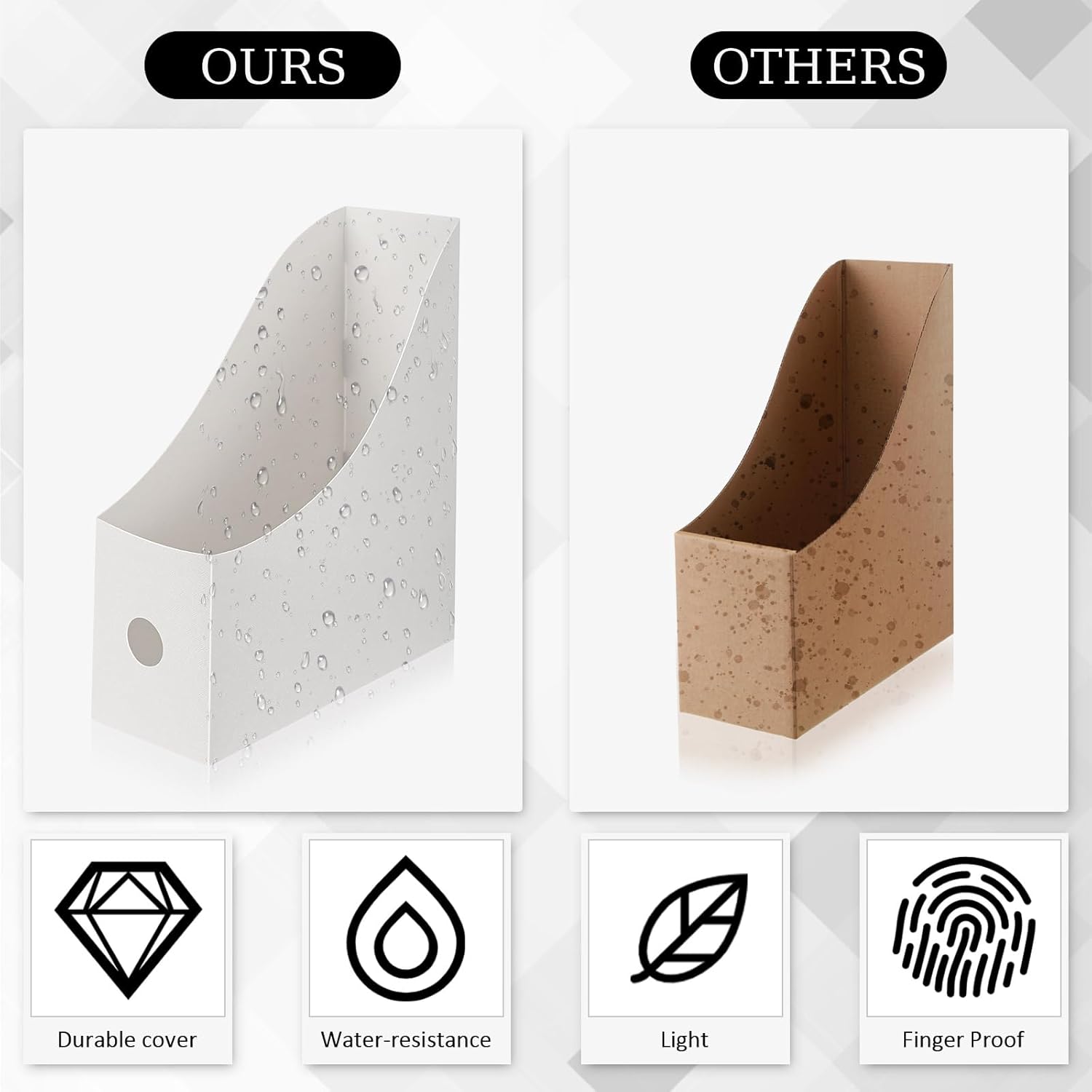 24 piezas de plástico para archivadores de revistas, organizador de carpetas de almacenamiento de escritorio, estantes de cartón, caja de documentos