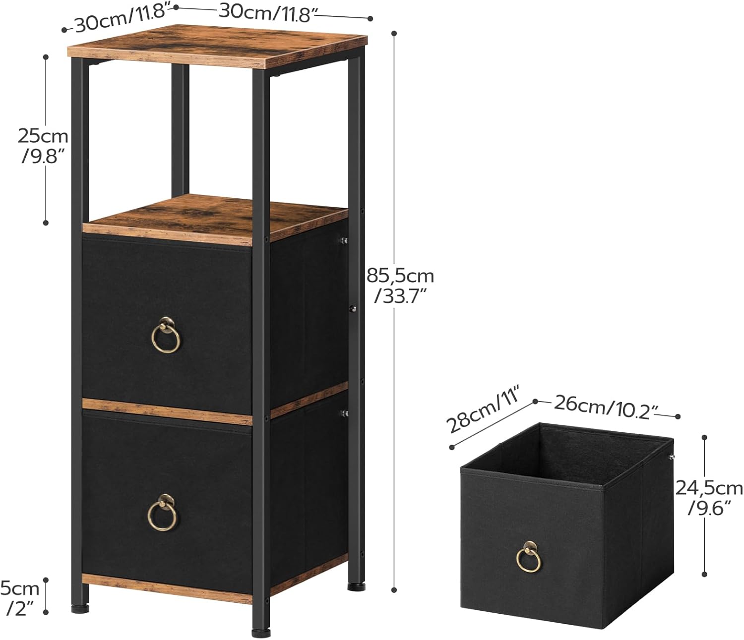 HOOBRO Gabinete esquinero, estante esquinero de 4 niveles con 2 cajones, gabinete de piso de baño, gabinete de almacenamiento estrecho, para baño,