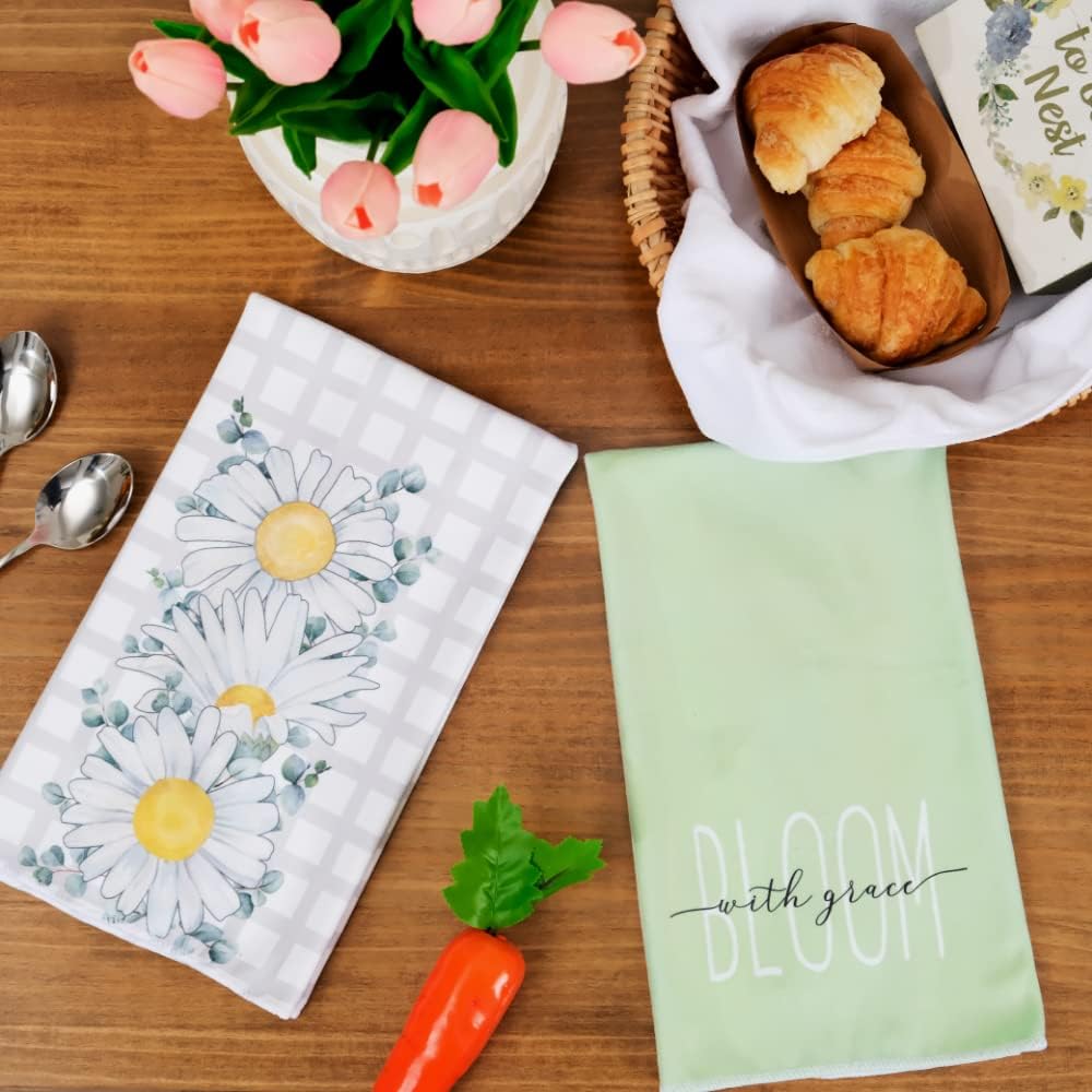Toallas de cocina de primavera para decoración del hogar, paños de cocina a cuadros de búfalo de 18 x 26 pulgadas, ultra absorbentes, paño de secado
