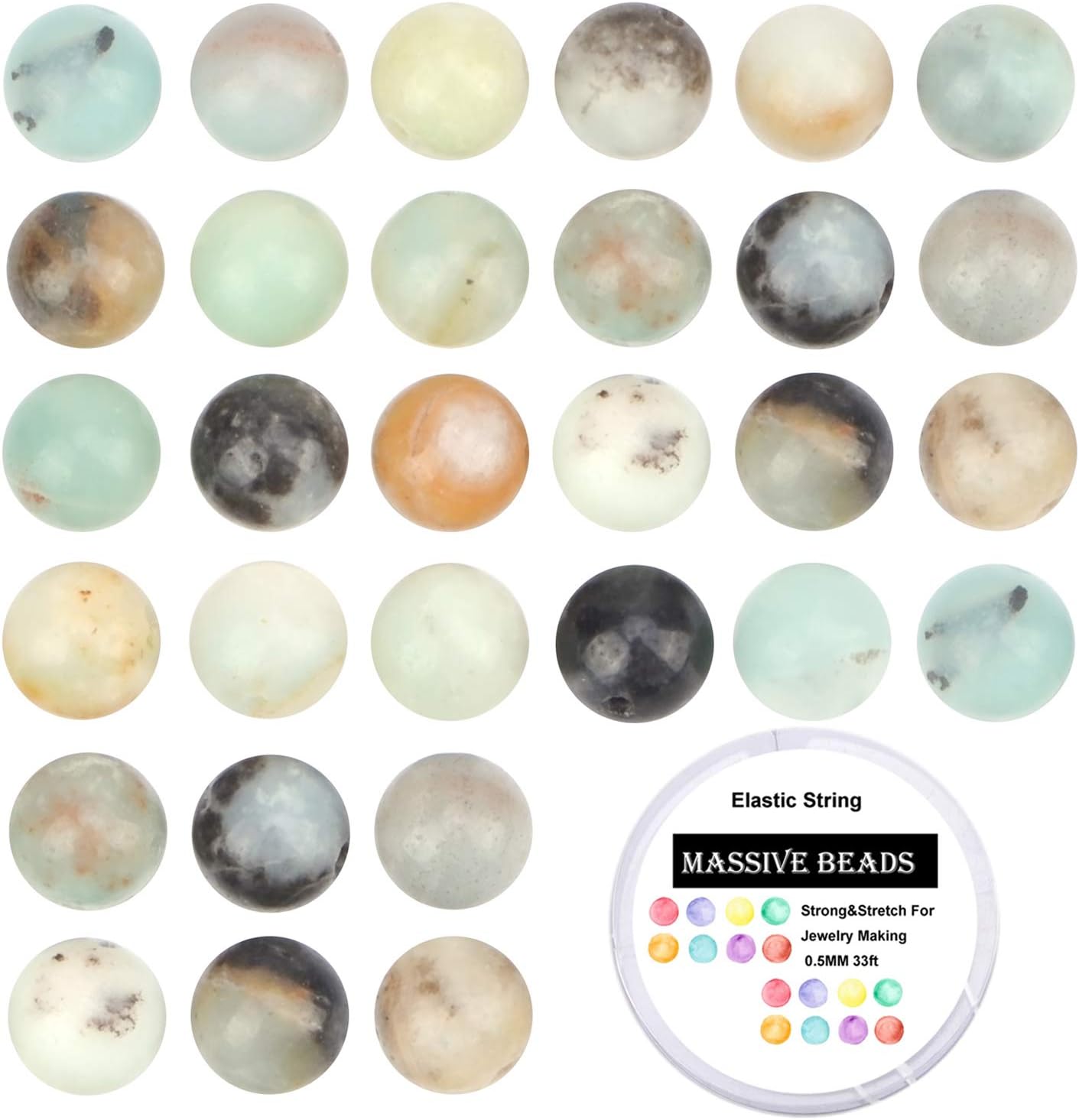 Cuentas de cristal natural con piedras preciosas redondas sueltas de curación de energía con cordón elástico de cristal para hacer joyas.