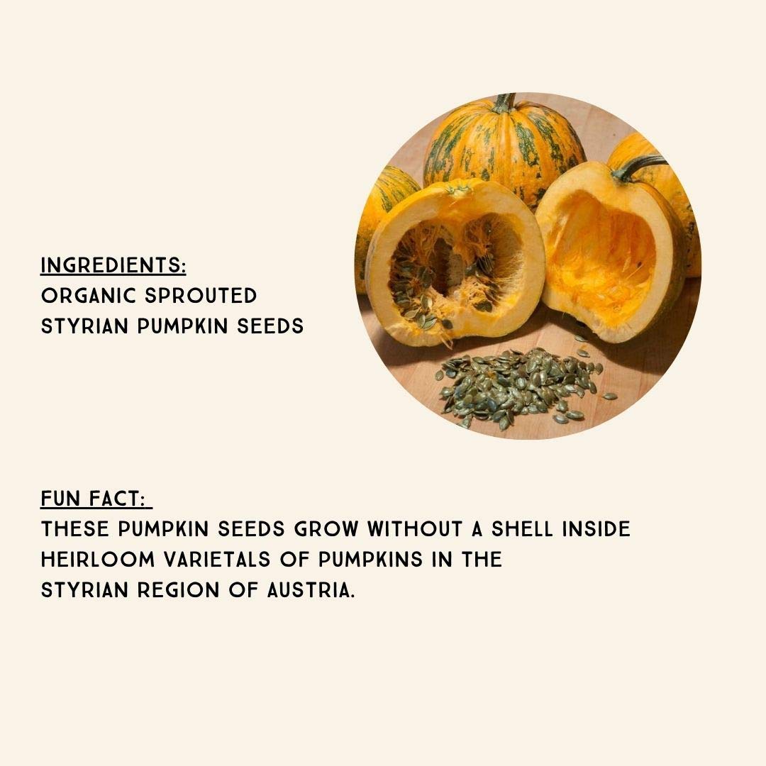 Lark Ellen Farm Semillas de calabaza orgánicas germinadas, semillas de calabaza crudas sin sal orgánicas, pepitas, veganas, sin OMG, sin gluten,