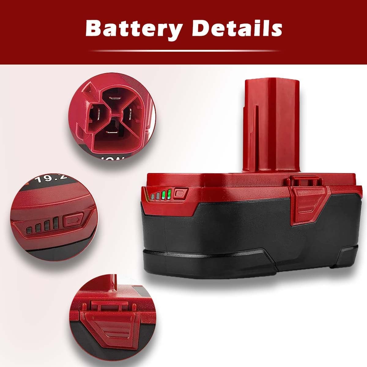 Reemplazo de batería de 19.2V 6.5Ah para 4Ah 72Wh 315PP2030 130211004 2.5Ah 48Wh 315PP2025 130211023 1.5Ah 28Wh 315PP2020 130211003 C3 XCP DieHard
