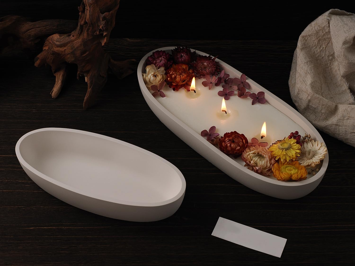 LSLEVA Moldes ovalados para tarros de velas, moldes creativos de silicona para vasos, bandeja de almacenamiento de contenedor de hormigón para