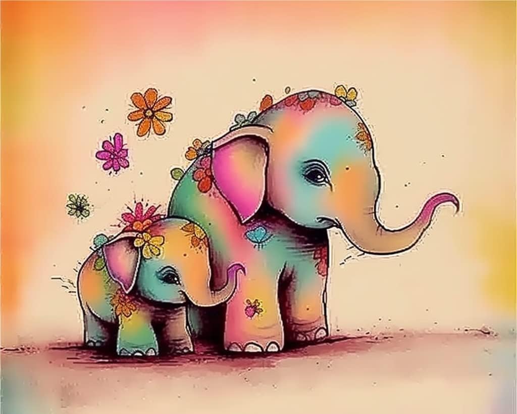 Kaliosy Kits de pintura de diamantes 5D para adultos, elefante, por números, pintura con diamantes, animales artísticos, taladro completo,
