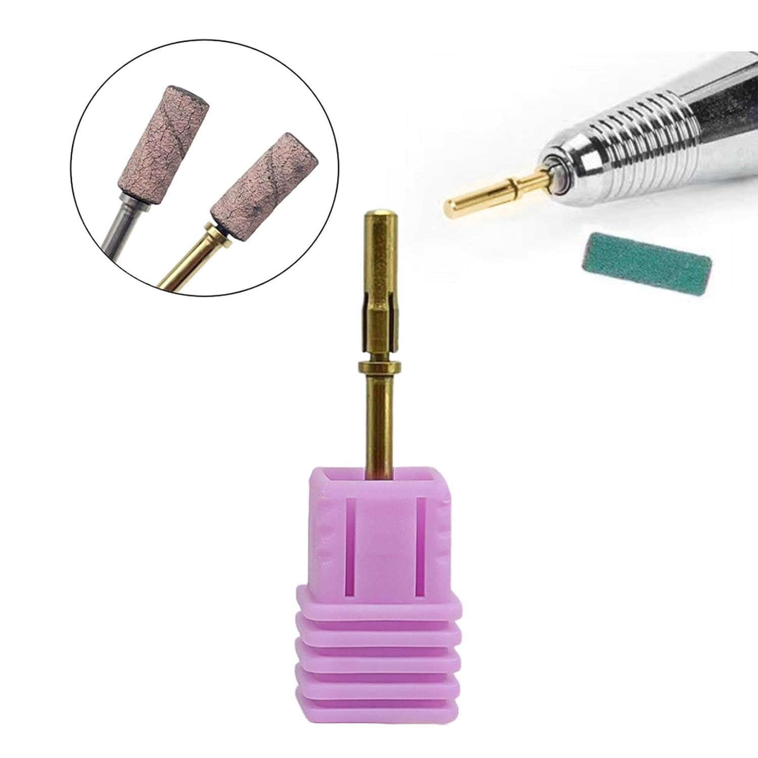 Generic Mandril de bandas de lijado de uñas de 0.122 in, mandril de taladro de uñaseje de banda de lijado para lijadoras de uñas, dorado