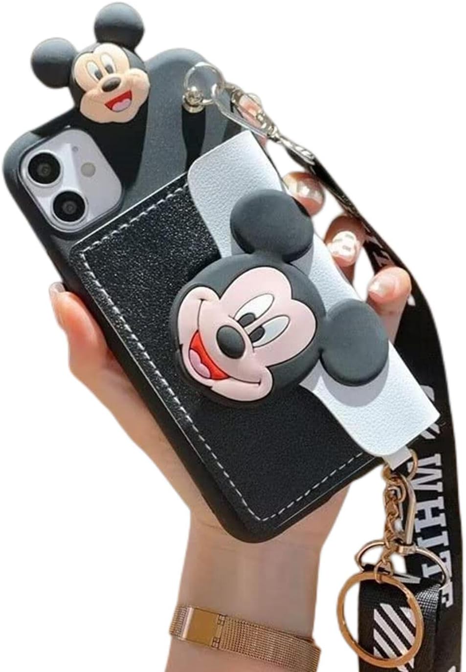 Funda para Galaxy S20 Plus, diseño de cachorro de Mickey Minnie Mouse, bonita bolsa de tarjetas de dibujos animados, cuerda oblicua, de poliuretano