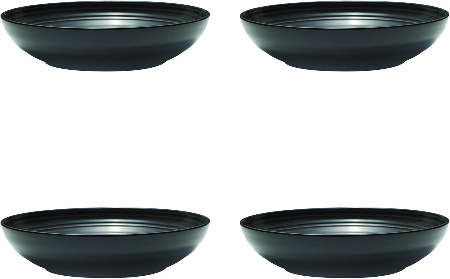 Mikasa Swirl Coupe – Juego de vajilla negra de 16 piezas, servicio para 4, Gaphite Ombre, grafito