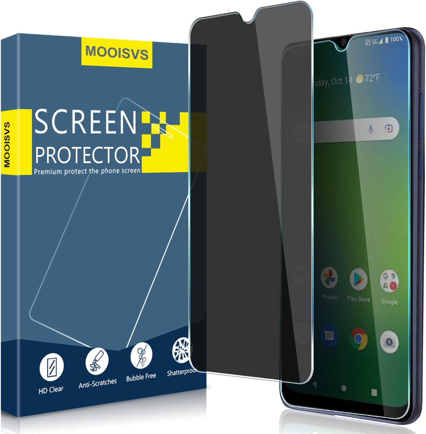 Paquete de 2 protectores de pantalla de vidrio templado para Cricket Magic 5G, película de vidrio templado Ultra HD, antiespía, dureza 9H, arañazos,