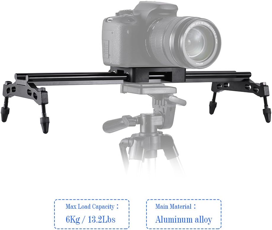 Andoer Carril estabilizador de pista deslizante de cámara de 15.7 in compatible con Nikon Canon Sony, carga máxima 6kg1.3lb