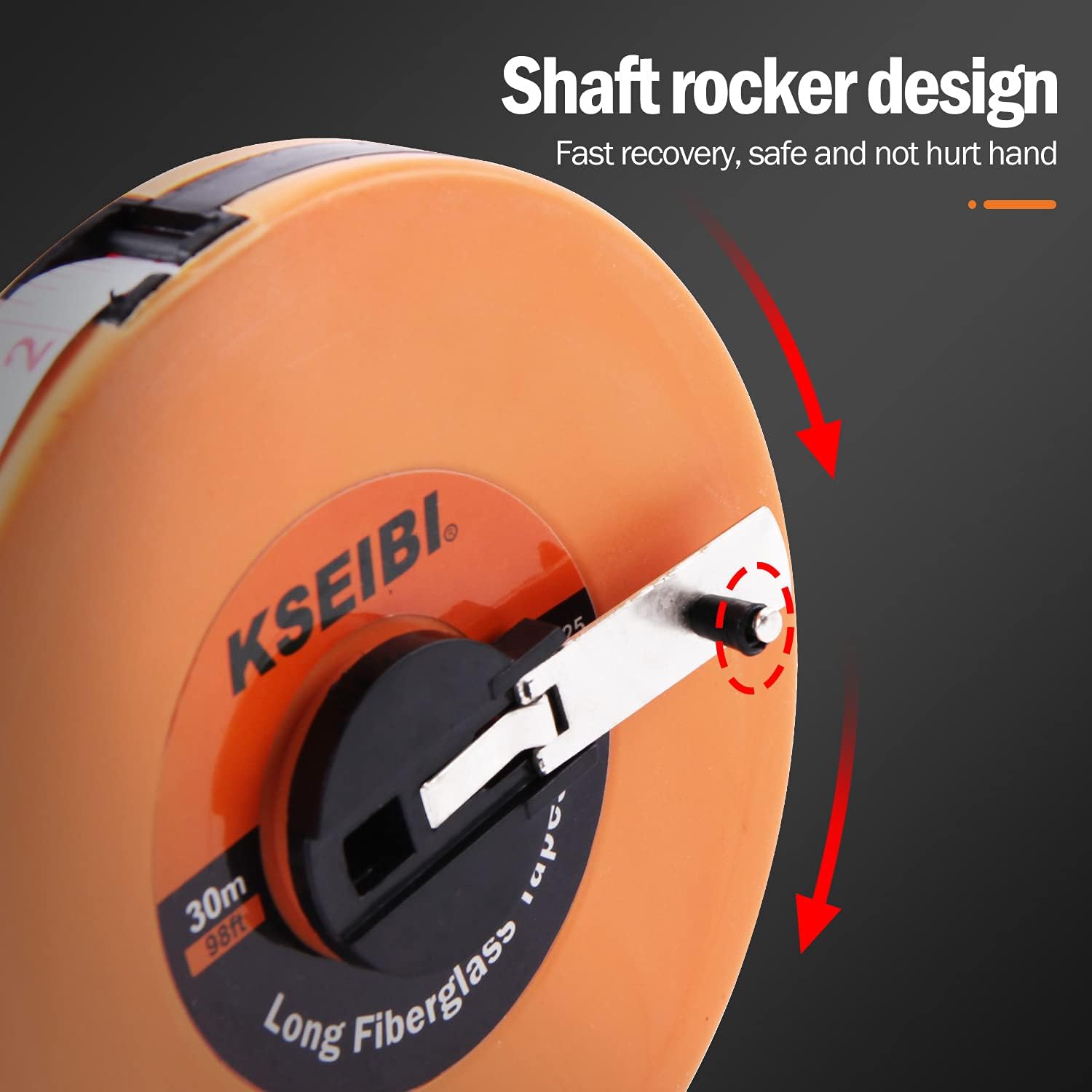 KSEIBI 302910 Cinta métrica de fibra de vidrio larga de impresión de doble cara en pulgadasmétrica para trabajos de construcción (66 pies65.6 ft)