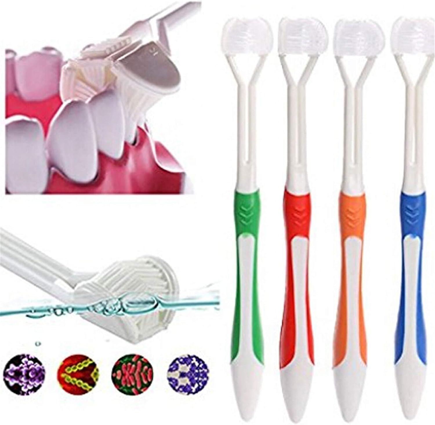 Cepillos de dientes azules de 3 caras Cepillos de dientes manuales para adultos Cepillo de dientes de cerdas suaves para cepillos de dientes