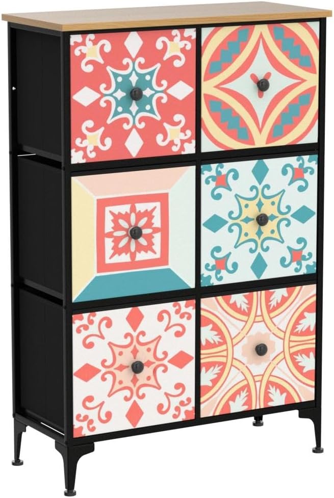 YILQQPER Cómoda para dormitorio, 6 cajones, cómoda y cómoda, organizador alto de cómoda, torre de almacenamiento de tela para armario y guardería,