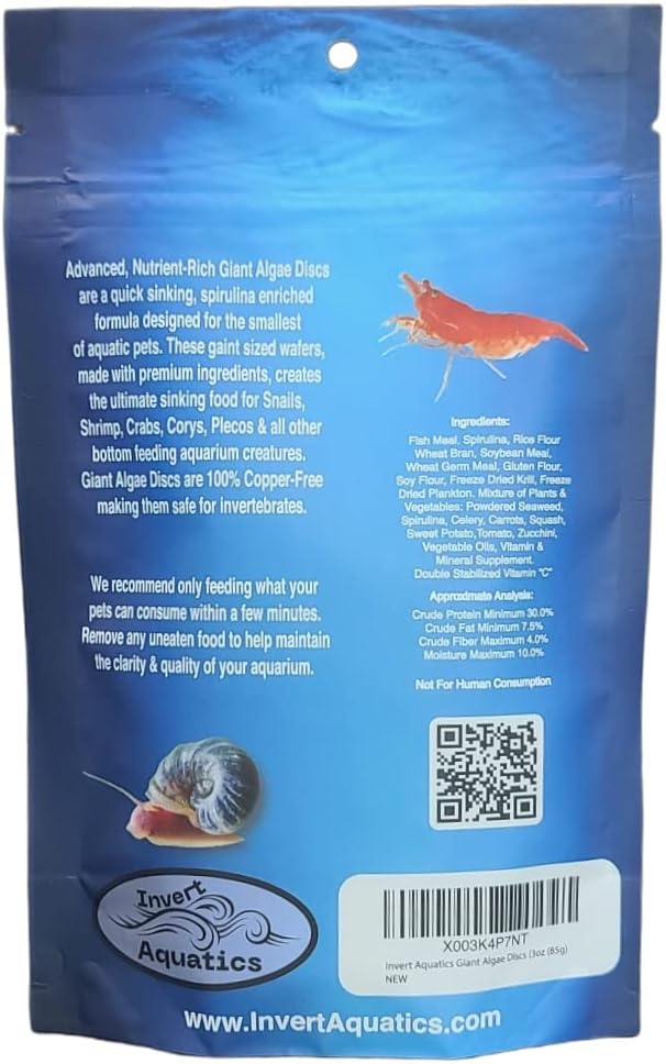 Discos de algas gigantes, dieta de hundimiento extra grande para caracoles, camarones y peces de alimentación inferior (3 onzas)