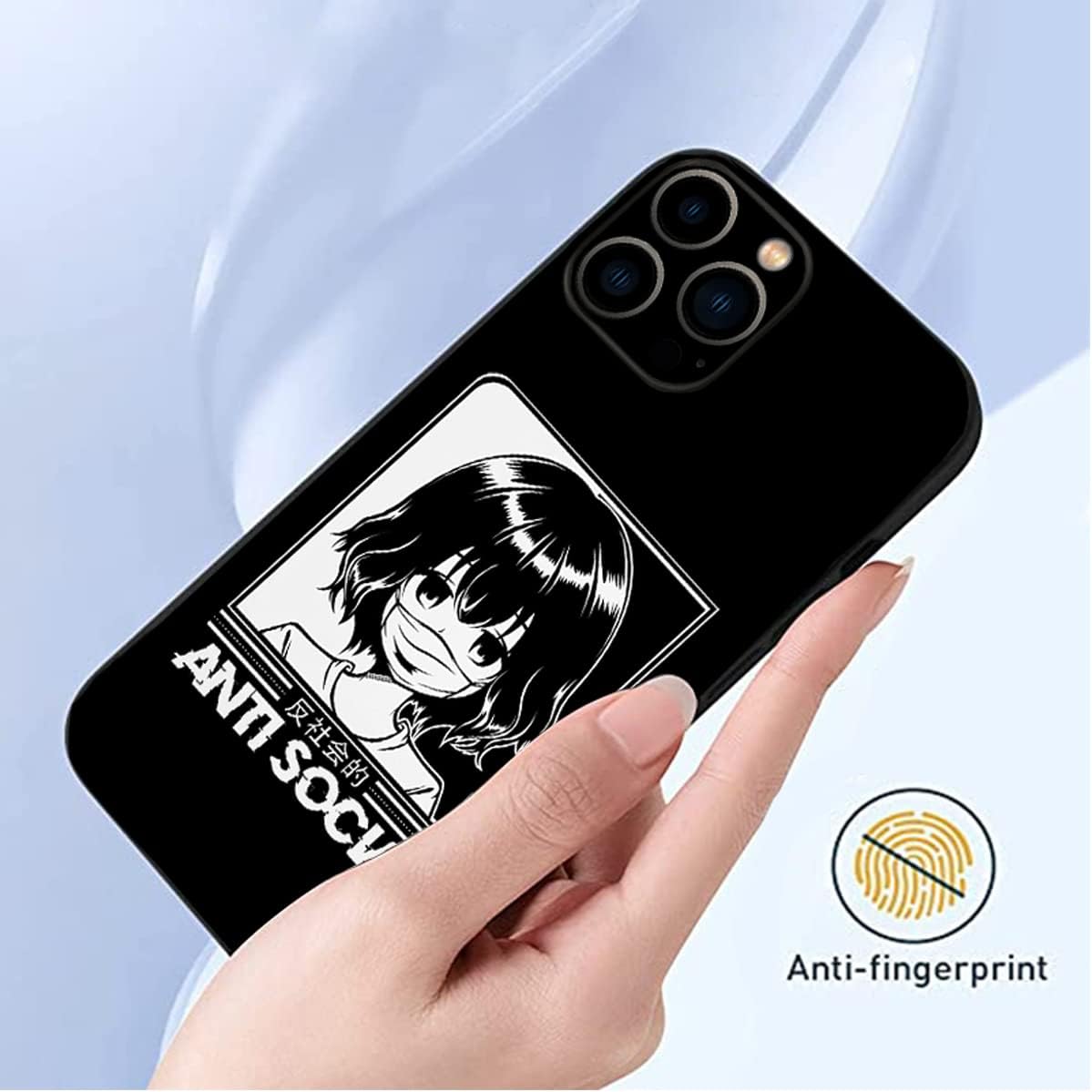 KAMINA Funda compatible con iPhone 13 Pro, funda anti social Kawaii Manga Otaku japonés cómic para hombres, mujeres y niños, diseño de anime pattán