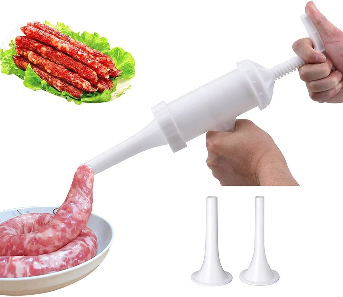 Fabricante de salchichas manual de calidad alimentaria Llenador de embutido de carne Máquina de salami manual para uso comercial y doméstico