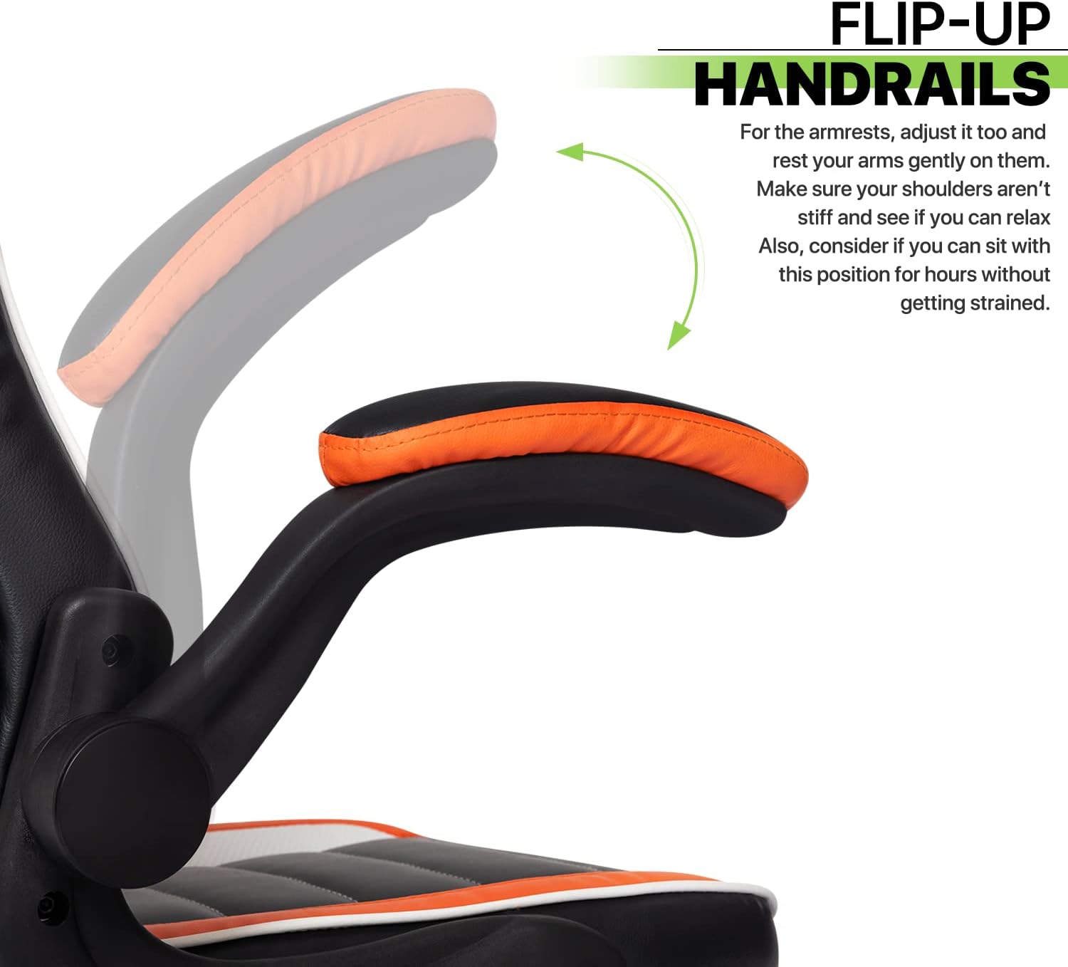 Magshion Silla de oficina para juegos con paspartú, silla giratoria ejecutiva de piel sintética para computadora con reposabrazos abatibles,