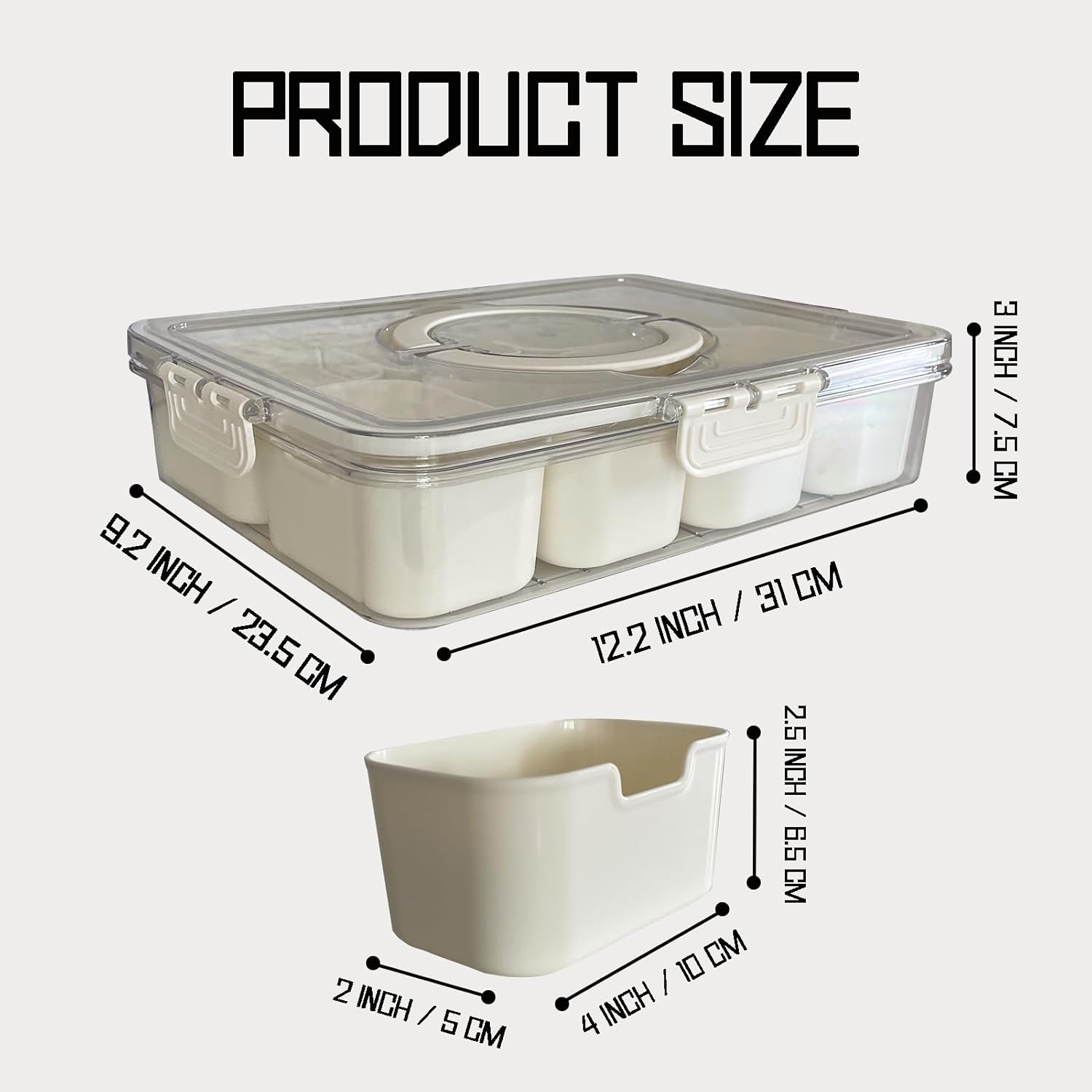 Caja dividida para aperitivos para charcutería, bandeja para verduras, bandeja para servir con tapa, organizador de platos para fiestas, picnic,