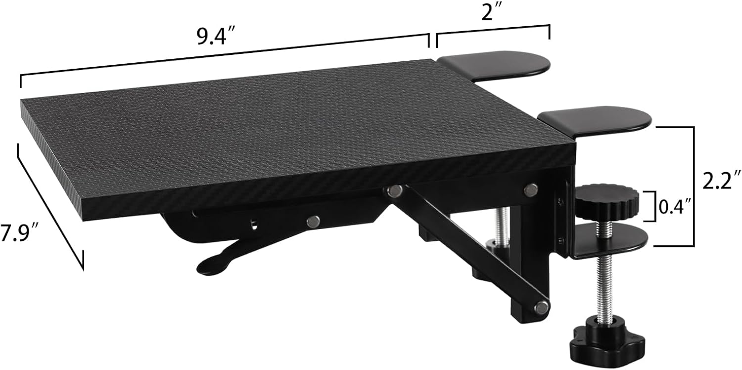 MOOACE Bandeja extensora de escritorio, estante ergonómico para reposamuñecas, soporte de brazo plegable para codo en la bandeja del reposabrazos de
