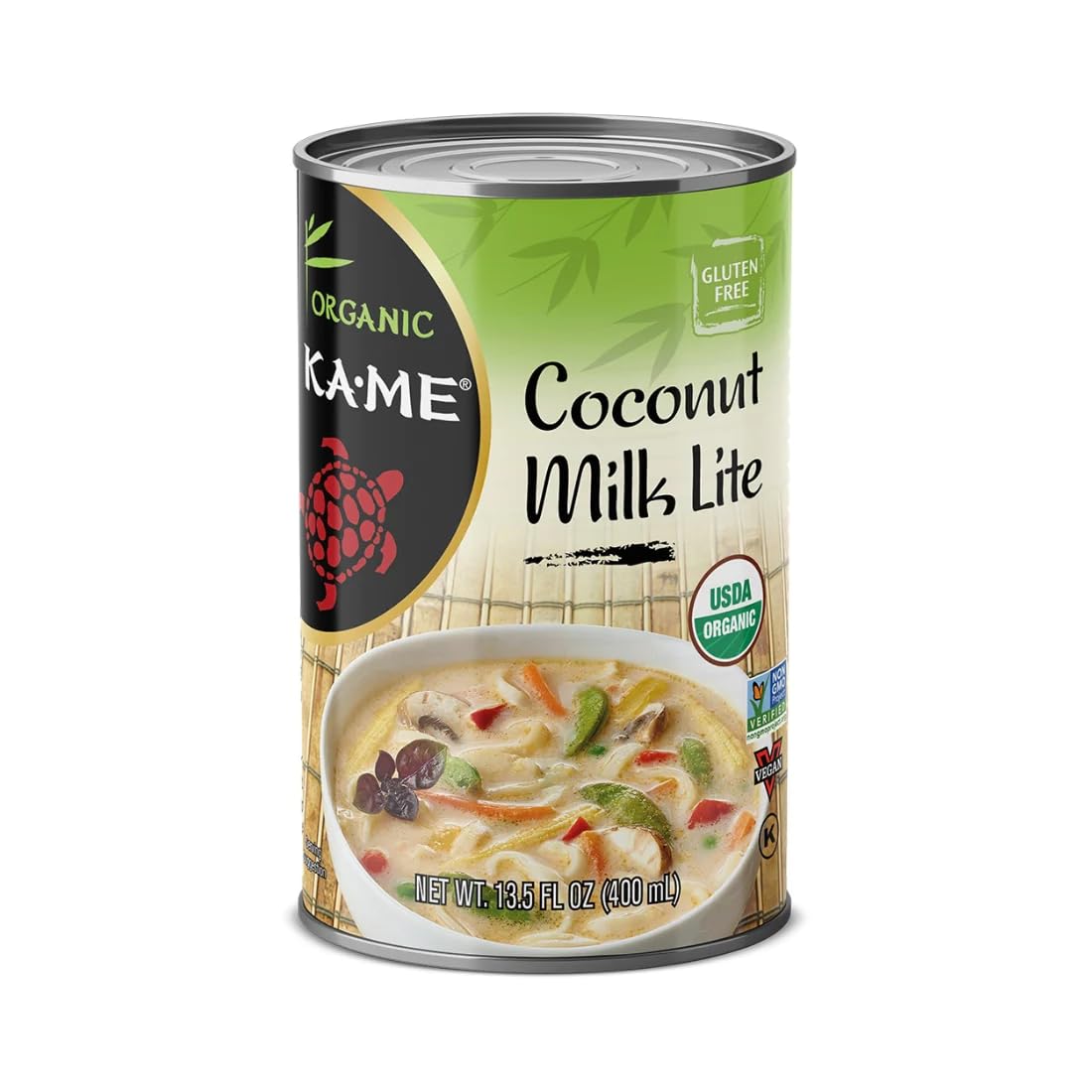 KA-ME Leche de coco orgánica Lite  40% menos de grasa  Ideal para recetas tailandesas y del sudeste asiático  Vegana, orgánica USDA, sin gluten,