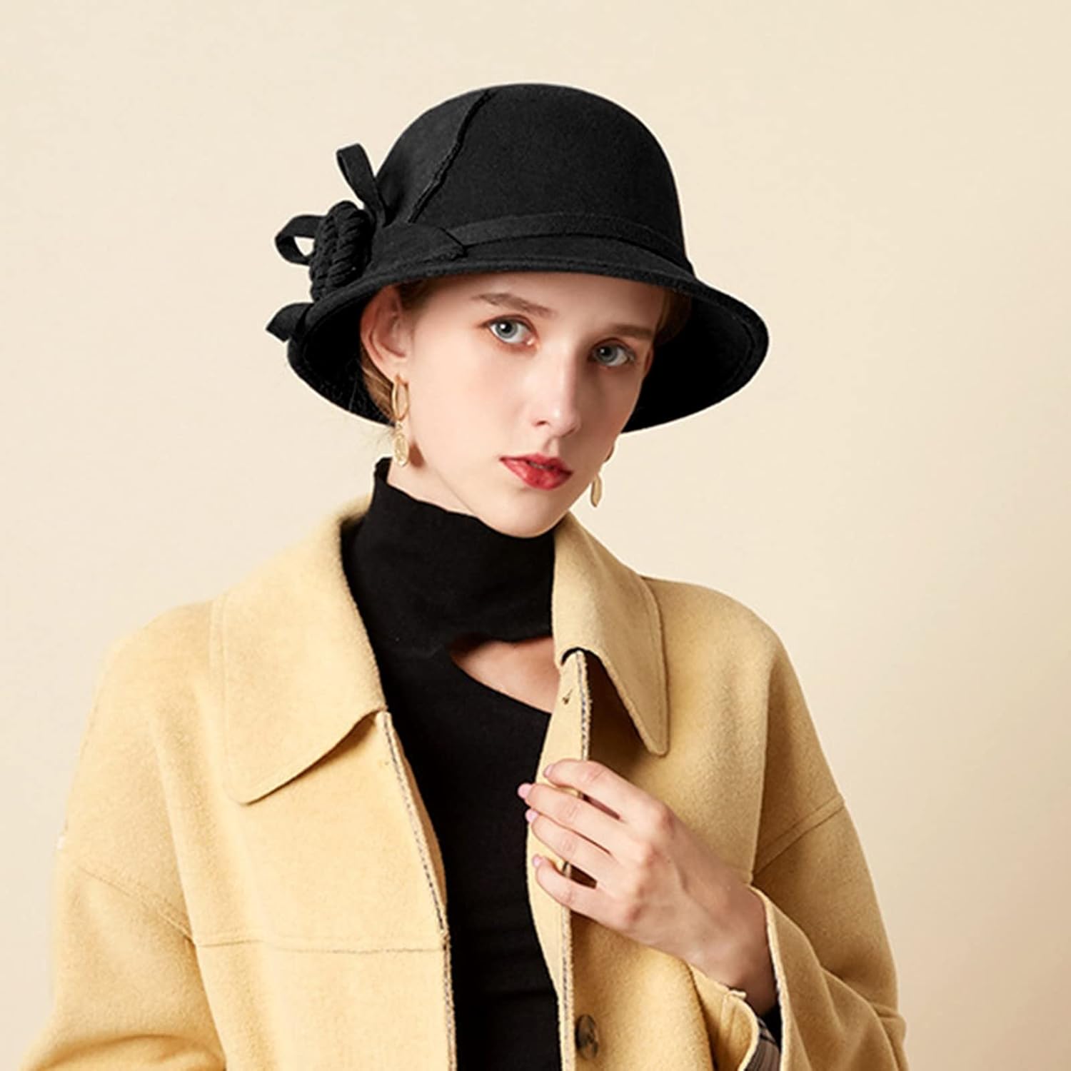 Sombreros de cubo de flores para mujer, vestido de ala ancha, sombrero de cloche de iglesia, sombreros de boliche de boda, fiesta de té, Fedora