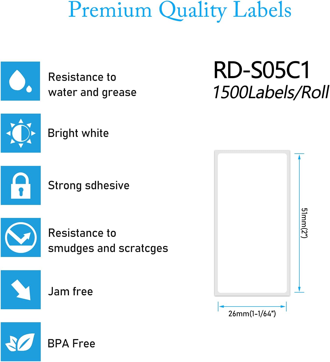 GREENCYCLE Carpeta de archivos troquelada, rollos de etiquetas de papel blanco compatibles con Brother RDS05U1 de 2 pulgadas x 1 164 pulgadas (2.008