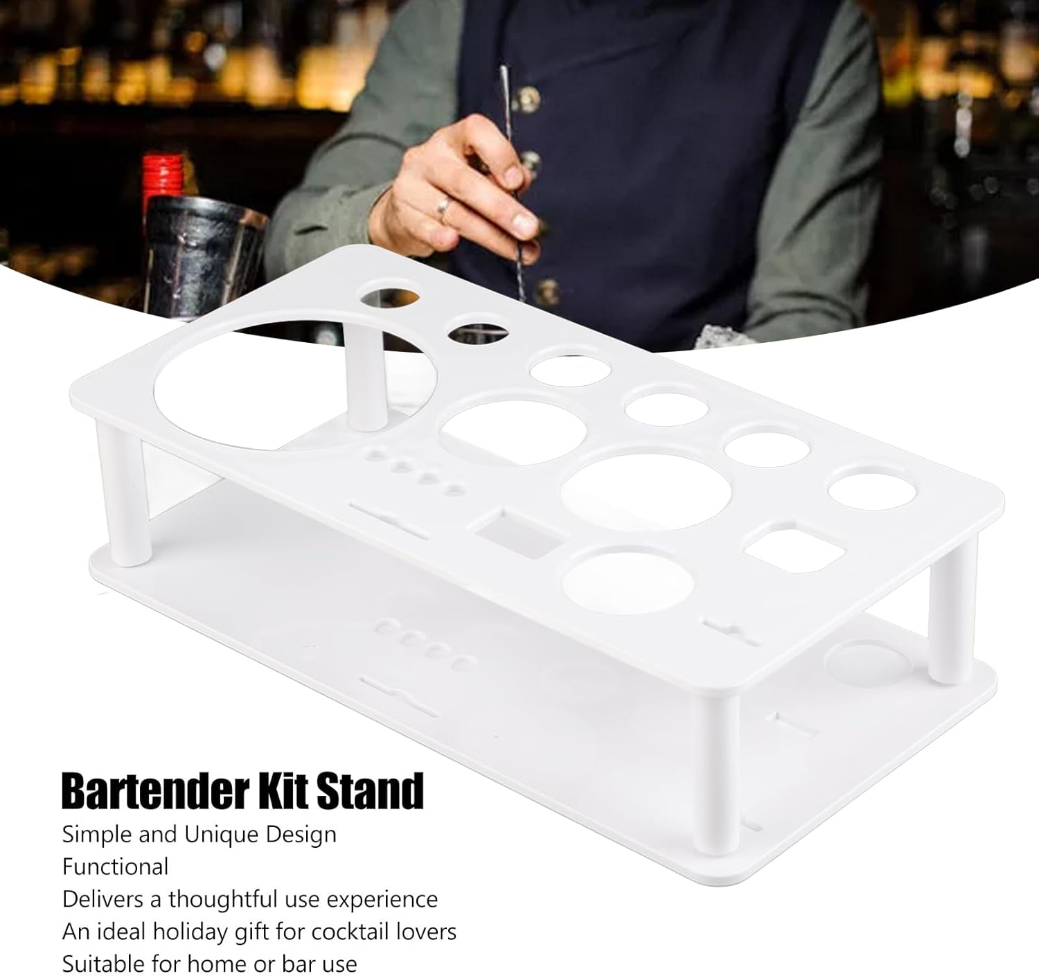 Kit de barman de soporte, juego de coctelera, kit de barman de bebidas mixtas para hacer bebidas mixtas, ahorro de espacio (grande)