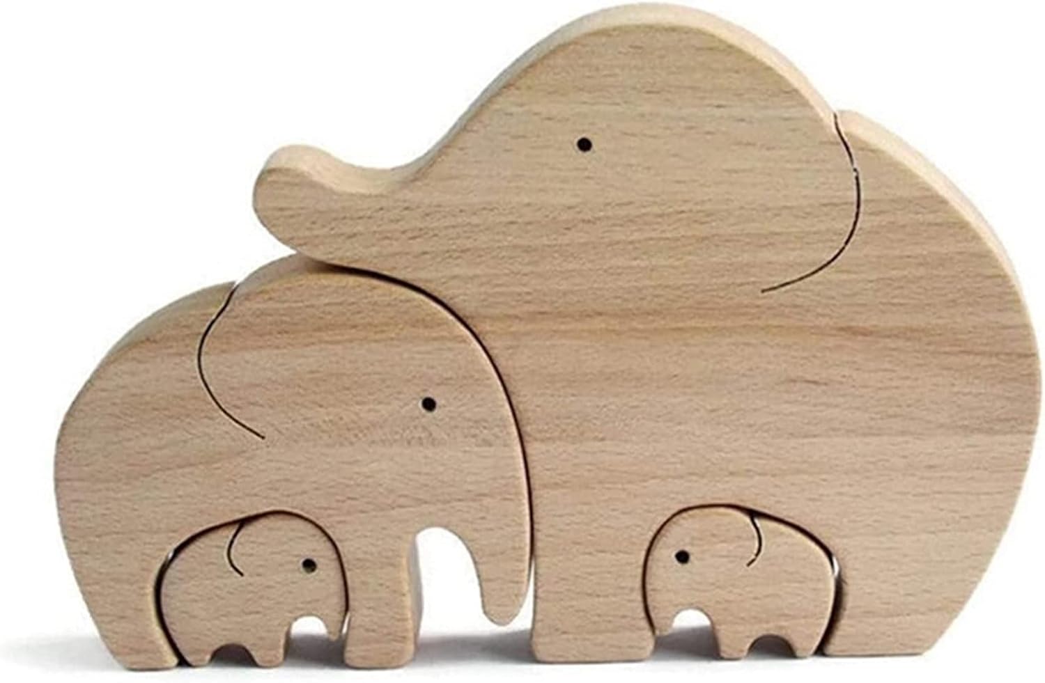 1 juego de elefante de madera para la familia, decoración de elefantes, decoración de elefantes, figuras coleccionables para el hogar, oficina,