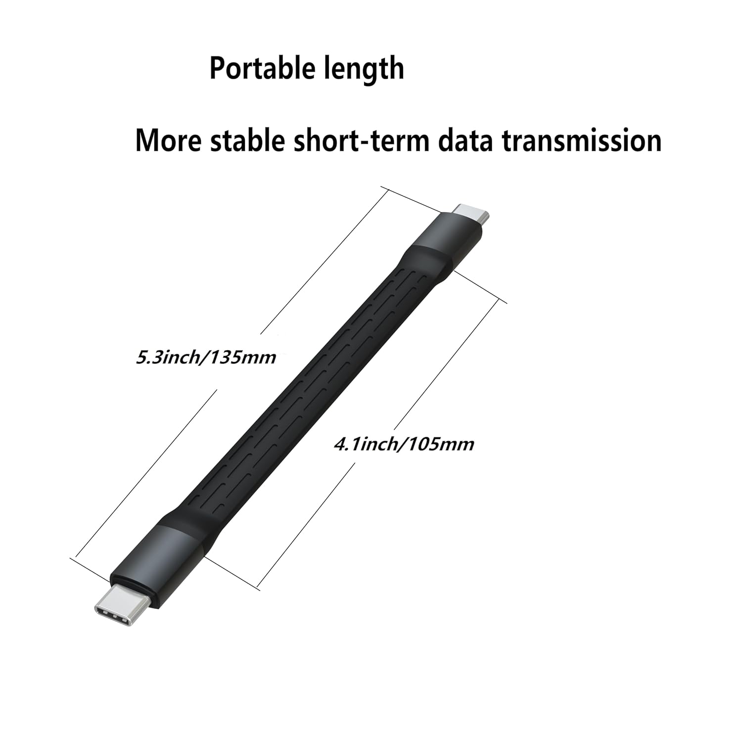 Cable USB C flexible extra corto de 5.3 pulgadas, USB 3.2 Gen 2 2 20 Gbps de transferencia de datos de 100 W PD de carga rápida cable plano tipo C