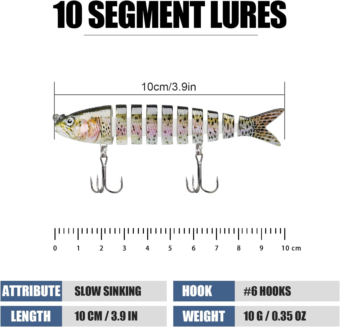 TRUSCEND Señuelos de pesca para agua dulce y salada, Swimbait realista para lucio, trucha y lucio, señuelo de pesca de lubina de hundimiento lento,