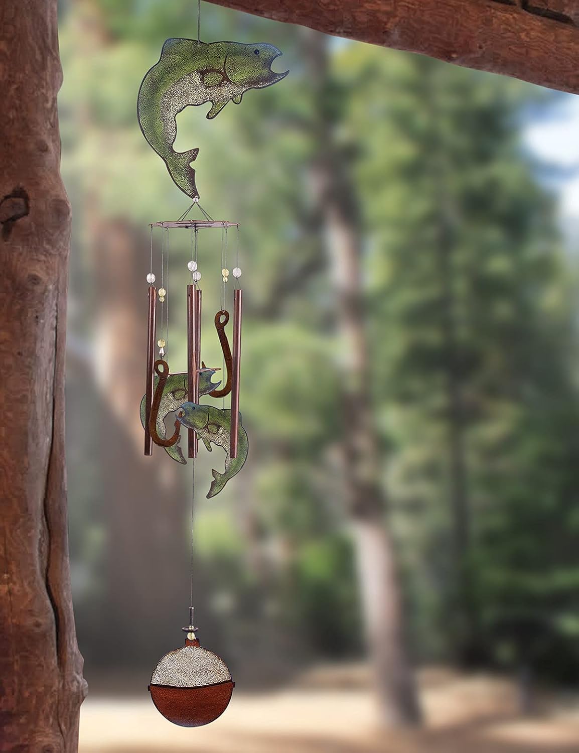 Sunset Vista Designs Catch of the Day – Campanilla de viento de pez, verde, 36 pulgadas de largo