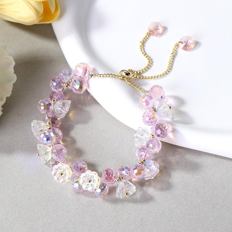 90 cuentas de cristal de lágrima de 0.315 pulgadas, cuentas de vidrio rosa brillante para fabricación de joyas, surtido de cuentas espaciadoras de
