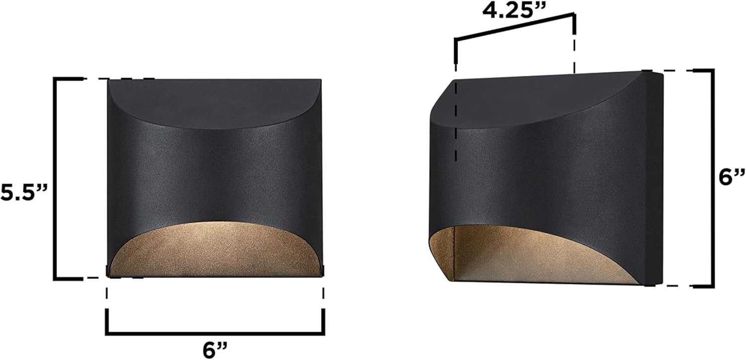 Westinghouse Lighting 6122800 Nardella – Lámpara de pared LED de transición regulable para exteriores, acabado negro texturizado, apto para cielo