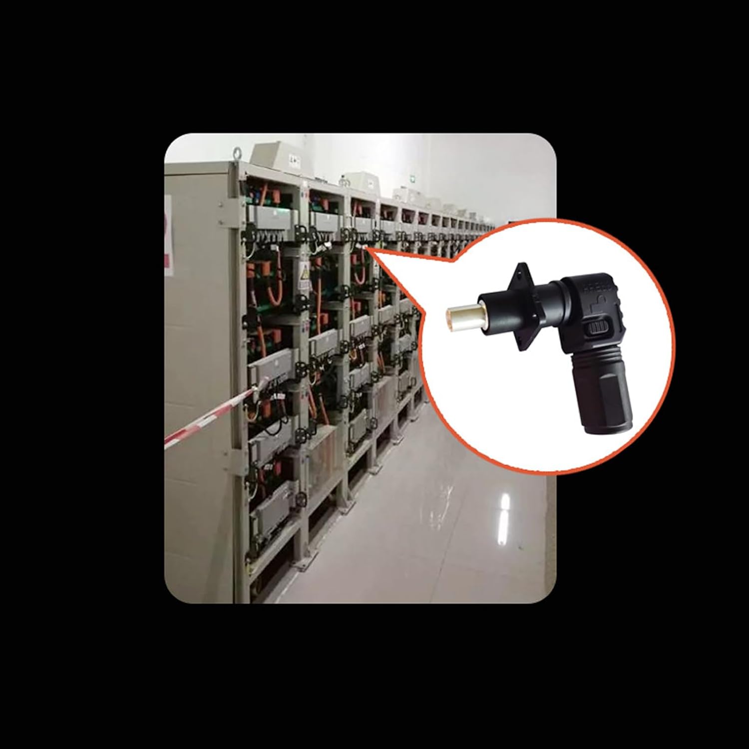 1 juego de conectores de almacenamiento de energía de batería, 200 A 50 mm de alta corriente, terminal de enchufe rápido negro de ángulo recto