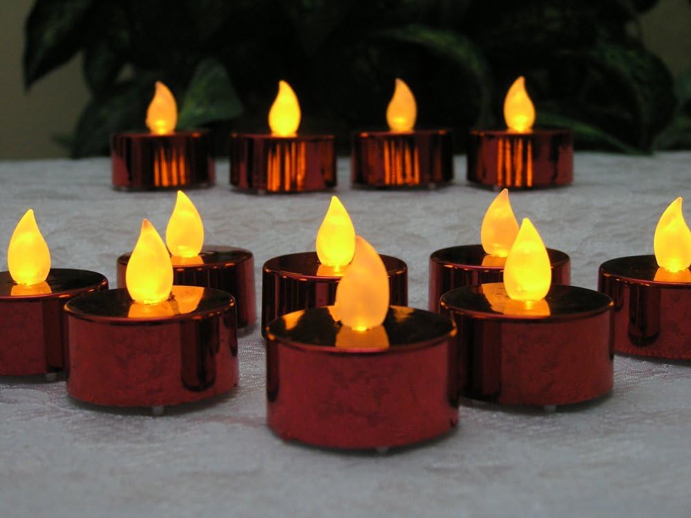 BANBERRY DESIGNS Juego de 24 velas LED sin llama, funciona con pilas, decoración de mesa para bodas, fiestas, Navidad, día de San Valentín
