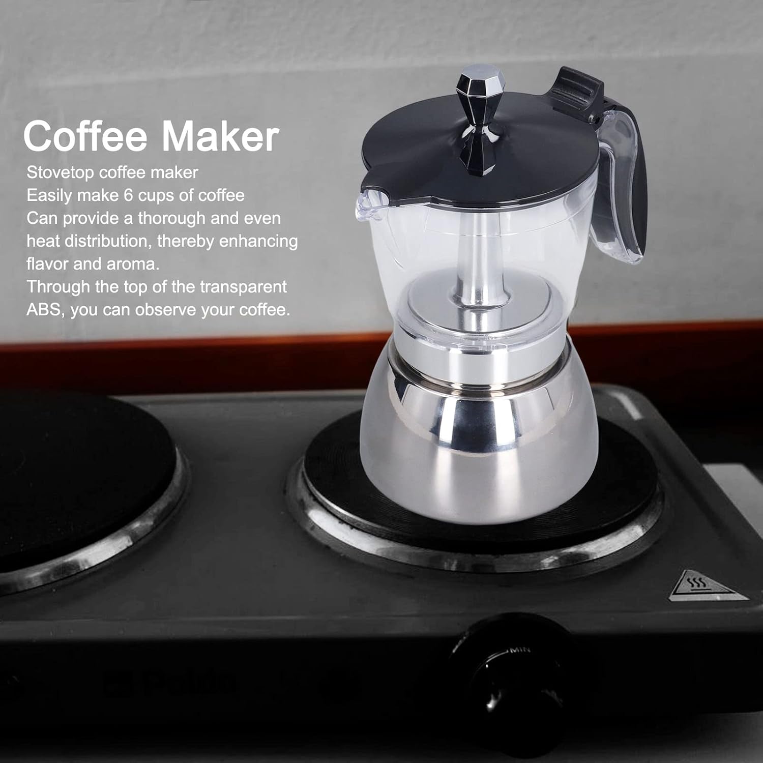 Cafetera, cafeteras Keurig, cafetera, olla Moka Pot 6 tazas, cafetera italiana de acero inoxidable, cafetera con tapa ABS transparente para cocina,