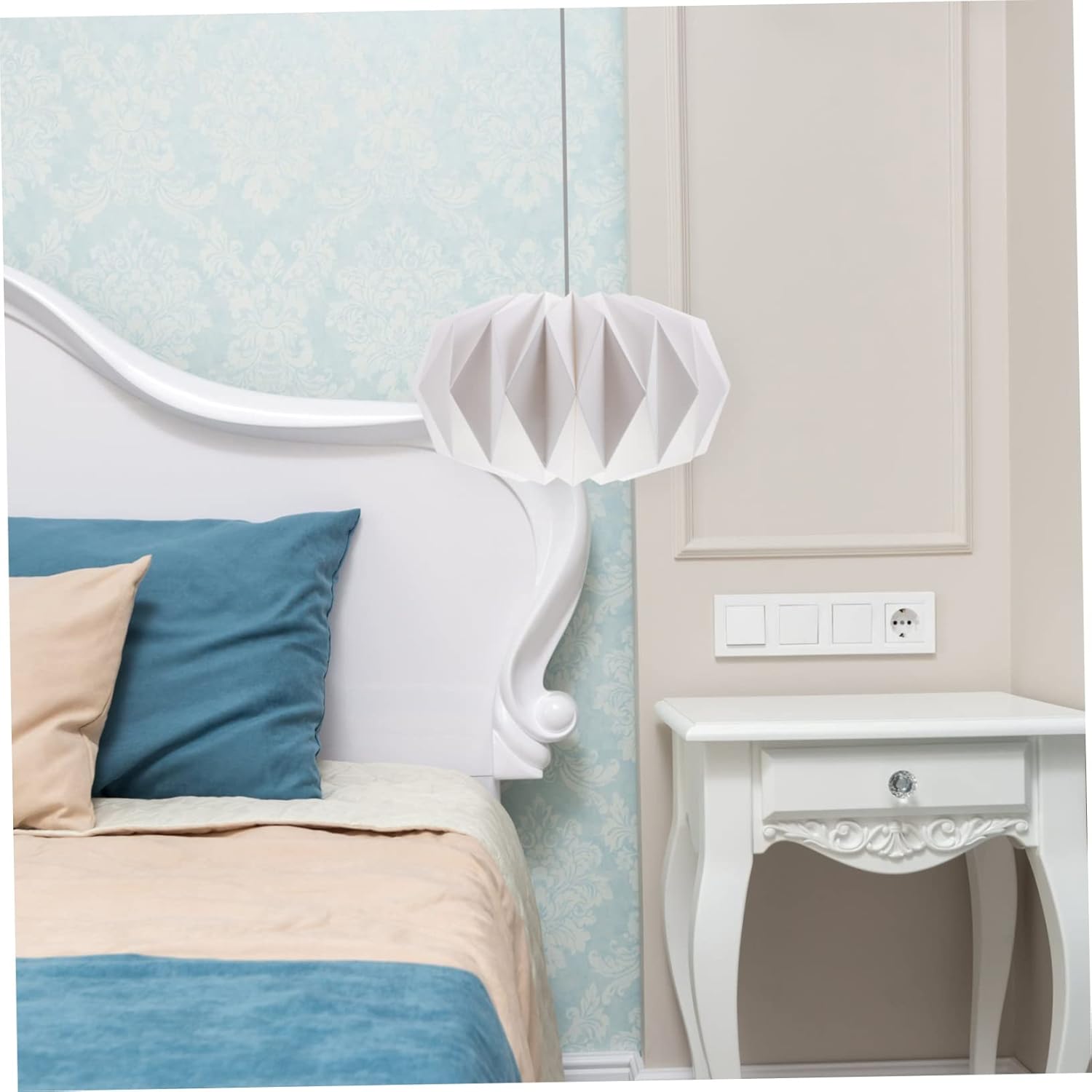 Pantalla de linterna de origami blanca, pantalla blanca para decoración del hogar, pantallas para lámparas de pie, pantalla de lámpara de ratán,