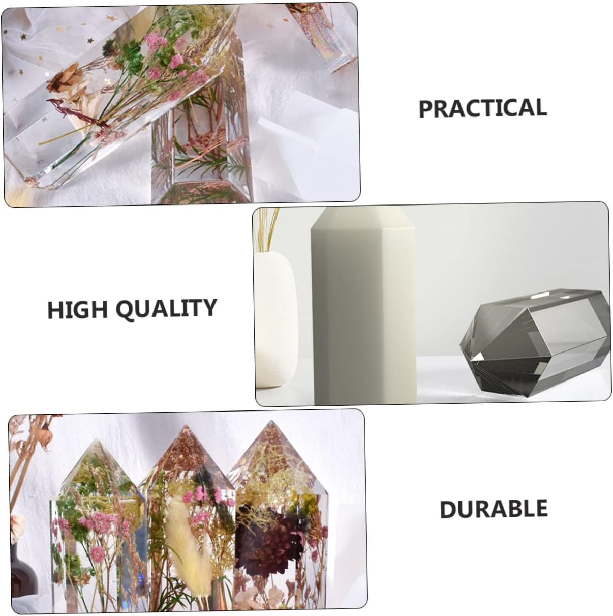 EXCEART Molde epoxi de cristal para el hogar, fabricación de velas, moldes de resina de silicona, moldes de vela de resina de silicona, moldes para
