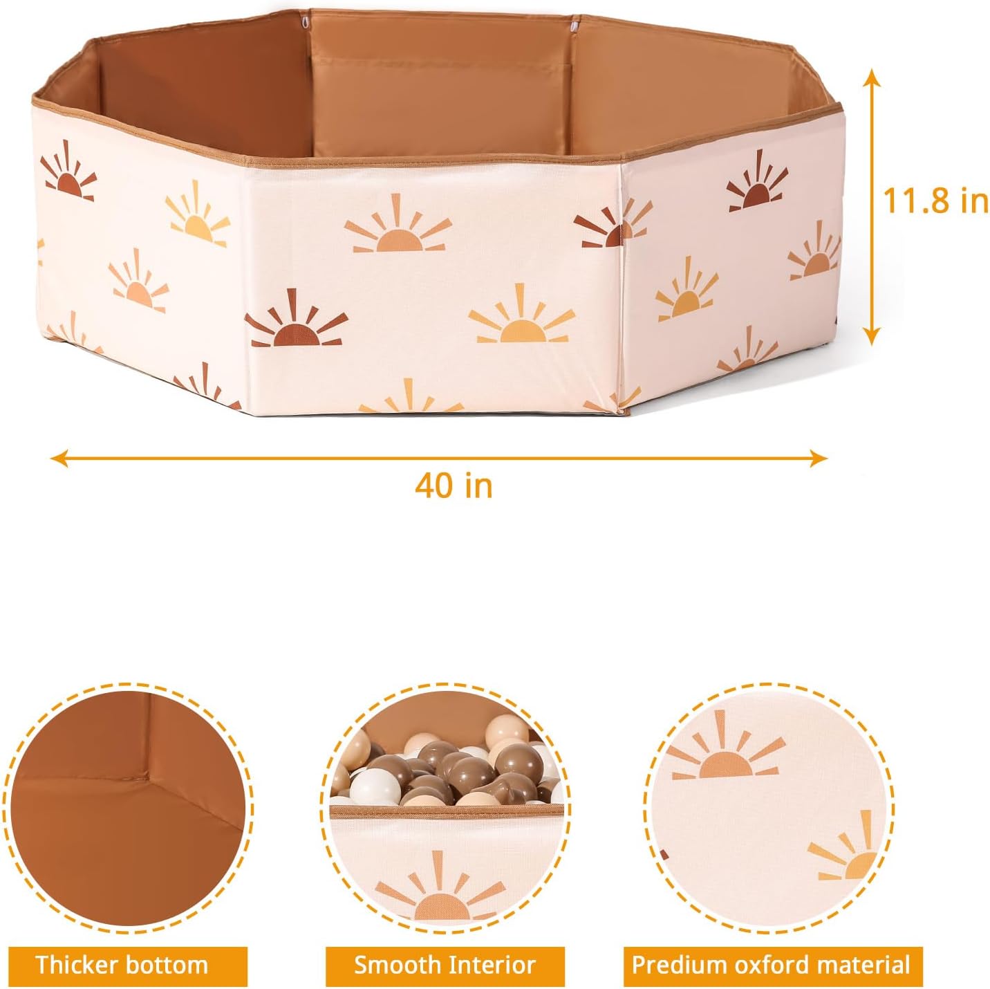 GOGOSO Piscina de bolas octogonal grande, grande y portátil para niños, mascotas y más, diseño seguro y plegable, perfecto para niños pequeños