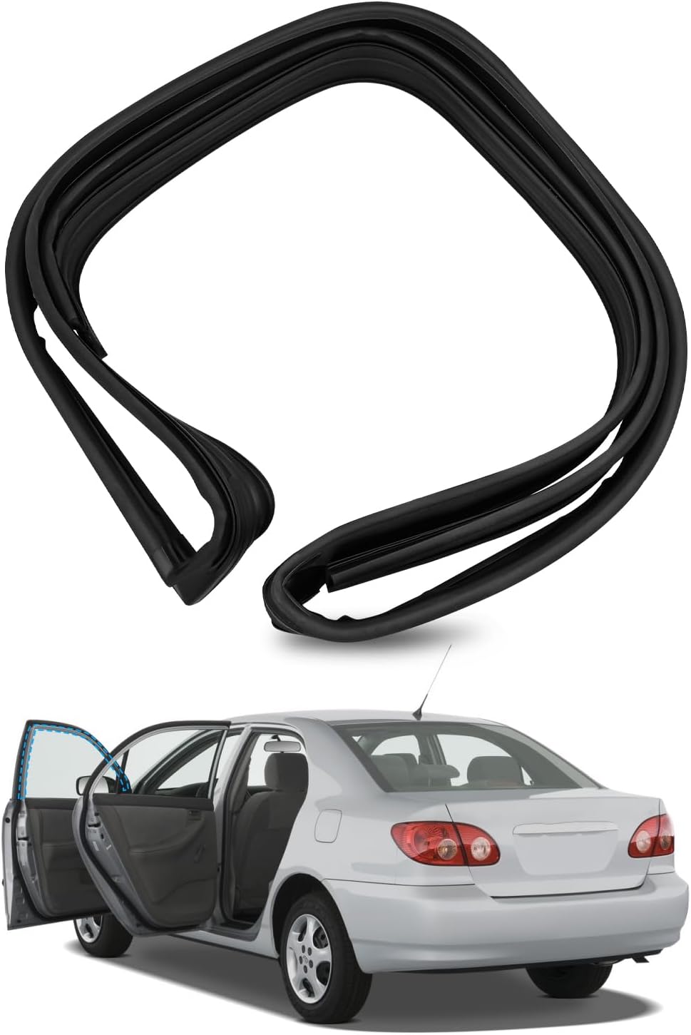 68151-02050 – Tira de goma para sello de ventana de puerta para Toyota Corolla S LE CE XRS Sport Sedan 2002-2008 Tira de sellado de canal delantero