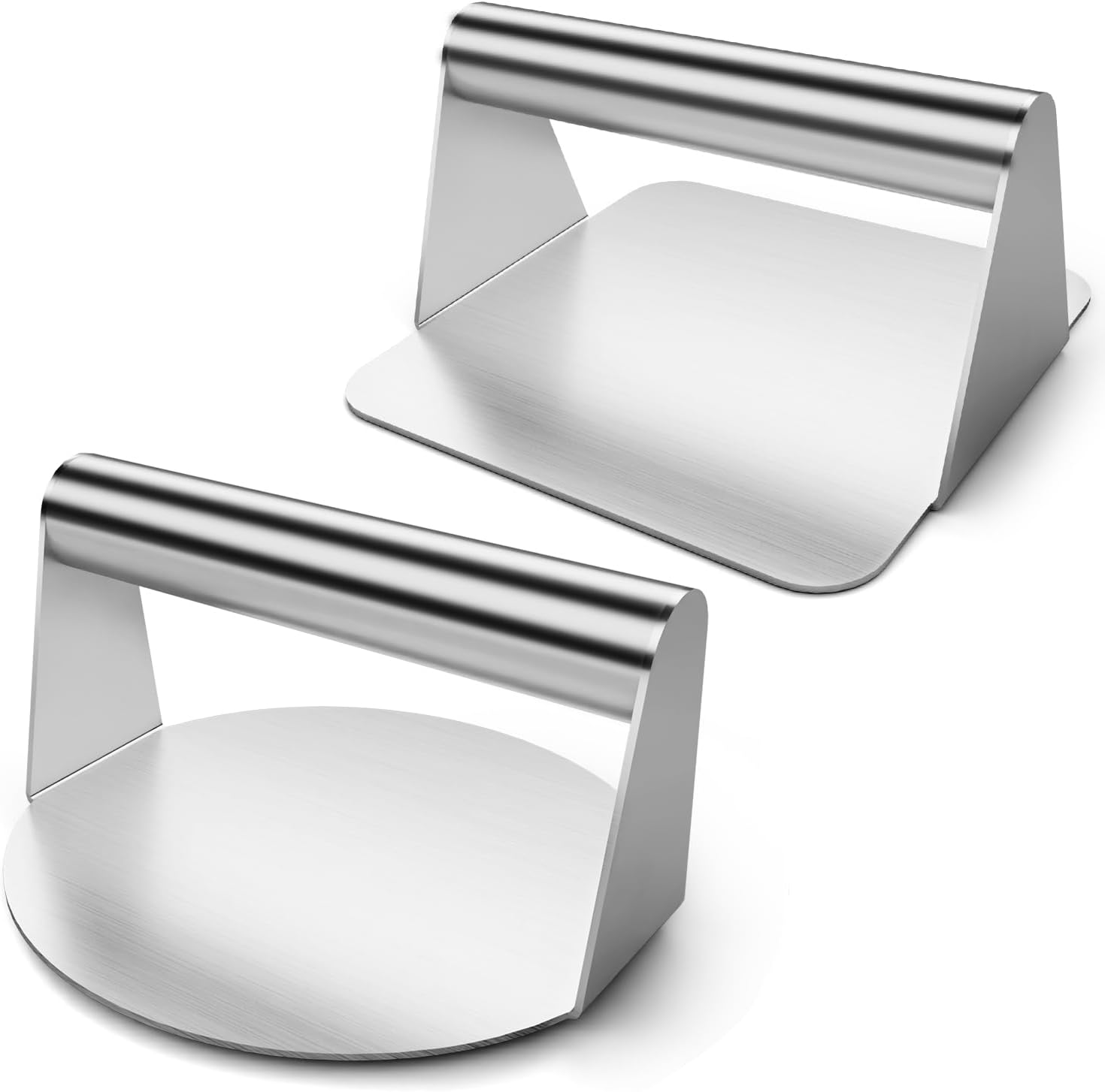 Yegmn Prensa de hamburguesas de acero inoxidable, prensa de hamburguesas redonda y cuadrada de 5.5 pulgadas para tocino, bistec, sándwich,