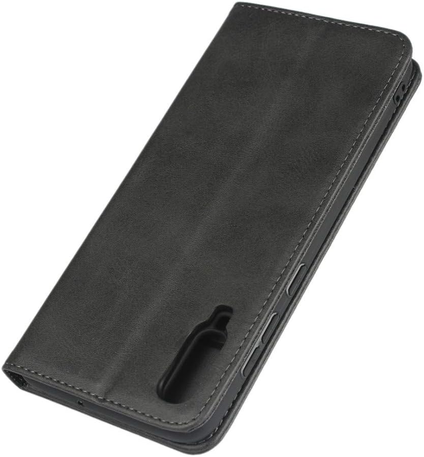 Funda magnética para Samsung A70, de piel sintética, con tapa y ranura para tarjetascompartimento para efectivo, color negro